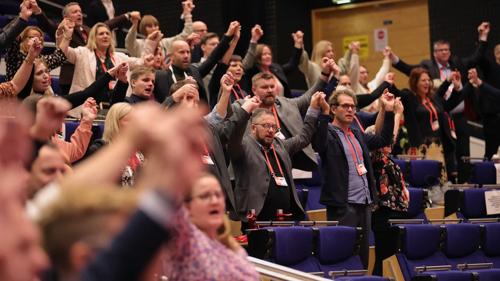 Bild från avslutningen av Socialdemokraternas kongress i Göteborg.
