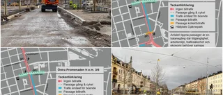Östra Promenaden in i intensiv fas – stängs av helt