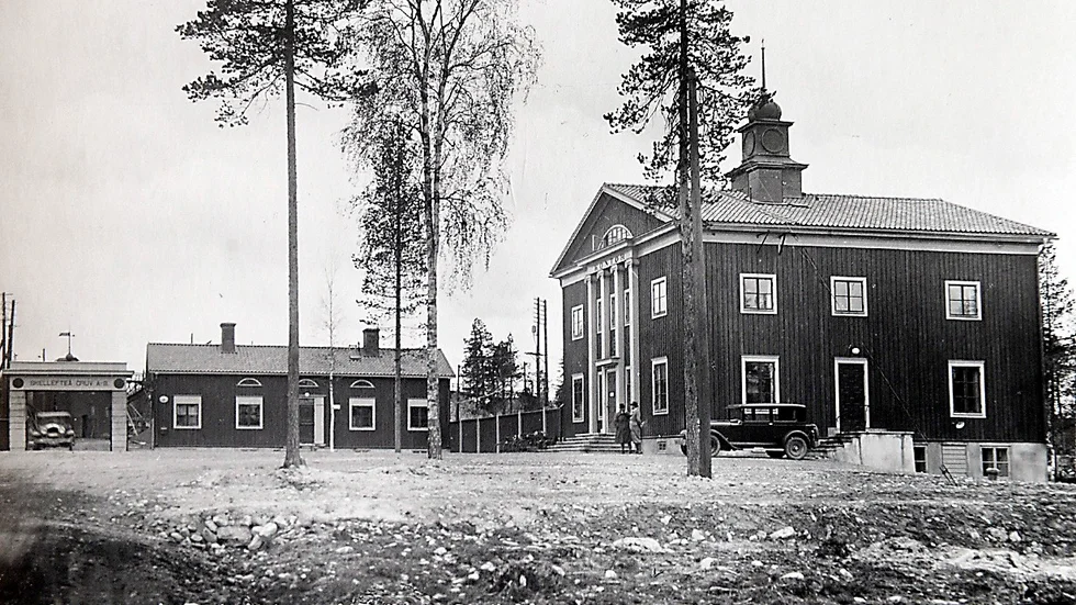 Så här såg Bolidenbolagets kontor ut i begynnelsen. Vykort lånat av Sture Forsgren.