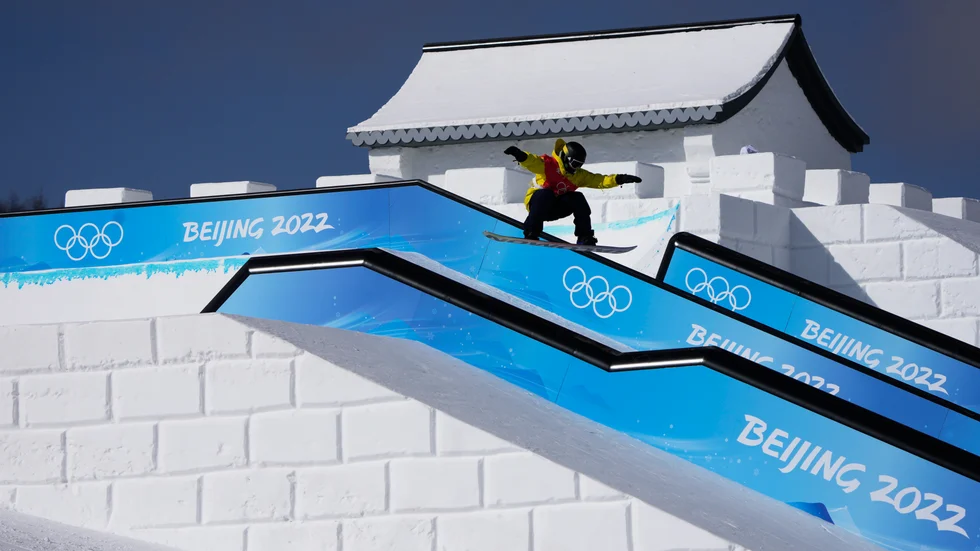 Sven Thorgren tränar inför söndagens kval i slopestyle i Zhangjiakou.