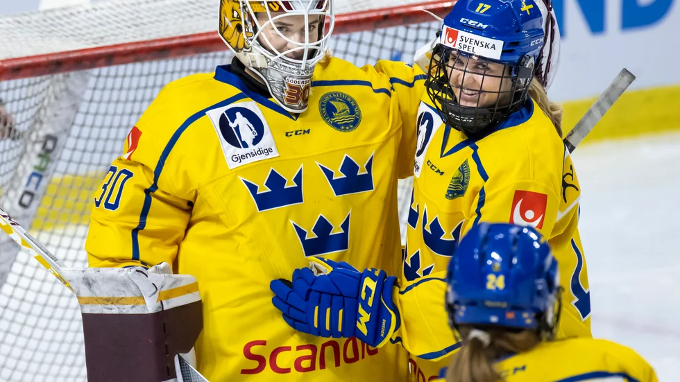 Målvakten Emma Söderberg under OS-kvalet i Luleå i november. Arkivbild.