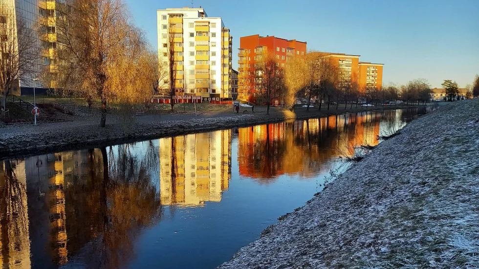 Bodån i centrala Boden i ett härligt vinterljus fotograferad av Anki Flygare-Nilsson.