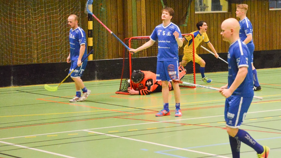 Danny Estrella-Näslund (RIG Umeå IF) efter målgörande, ett mål som också skulle bli matchens sista. Foto: Malin Johansson.