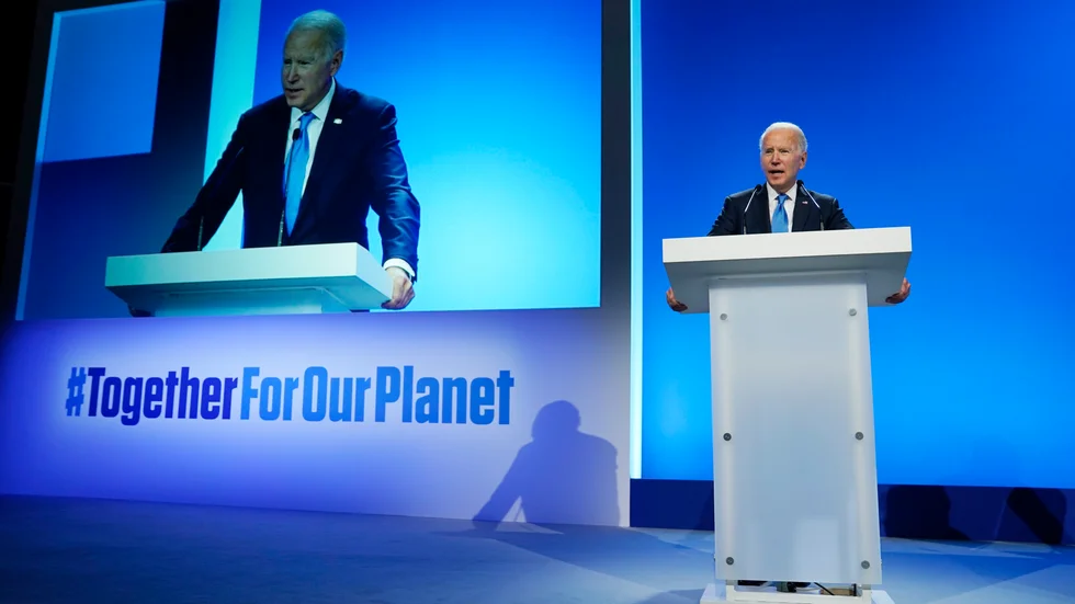 President Joe Biden talade om det globala metan-hotet på FN:s COP26-möte i Glasgow, Skottland i november. 
