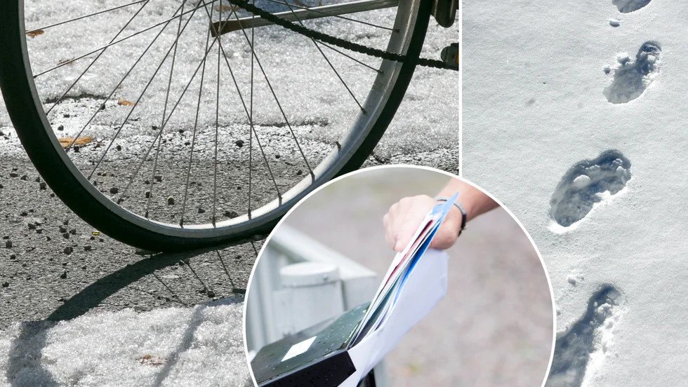 Polisen kunde gripa en cyklande tjuv efter att ha spårat upp honom i snön.
