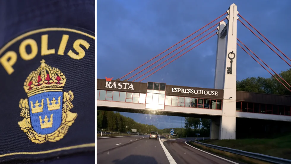 Flera fordon blockerade en bil vid Nyköpingsbro.