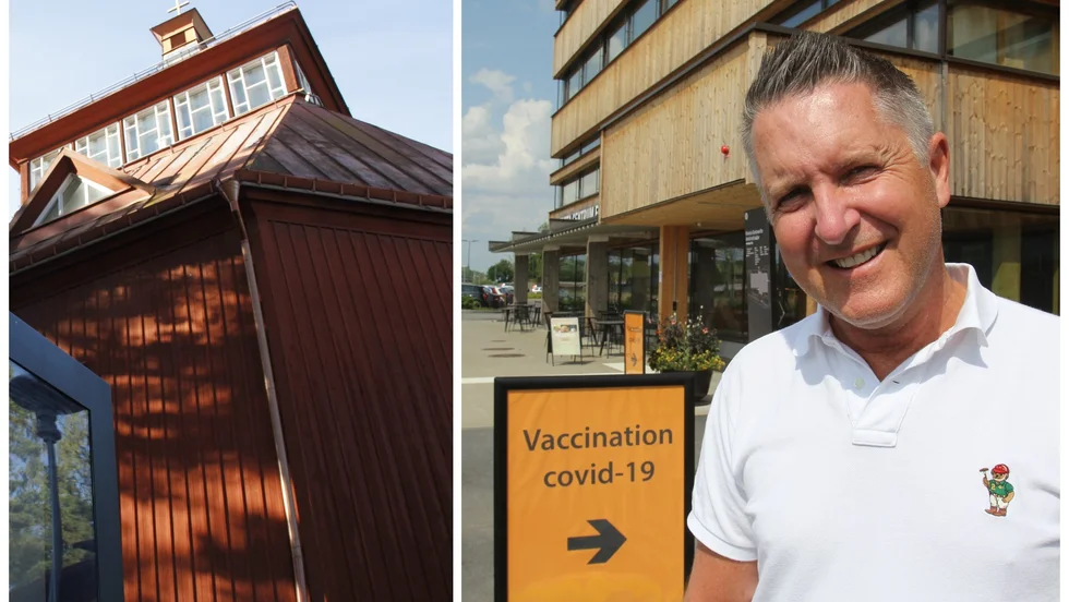 Gary Wilson och Region Uppsala byter vaccinationslokal, från CIK till församlingslokalen Raststället som ligger mitt emot S:ta Birgittakyrkan (bilden).