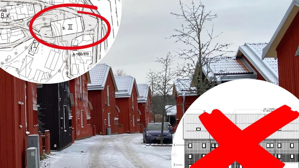 Bilden är tagen på Magasinsvägen, som ligger nära det område där Svenska hem vill bygga 26 lägenheter i ett ladugårdslikande hus. Byggplanerna stoppades på tisdagen.