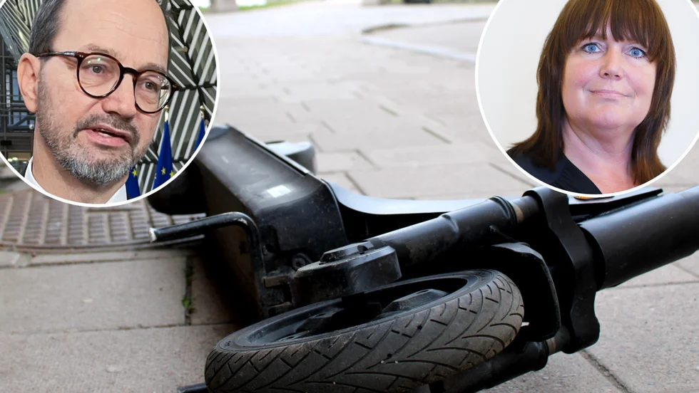 I Eskilstuna ser man positivt på lagförslaget om p-förbud för elsparkcyklar. På bilden infrastrukturminister Tomas Eneroth (S) och stadsbyggnadsnämndens ordförande Sarita Hotti (S).