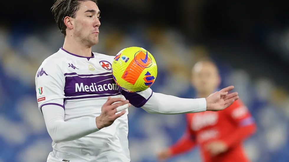 Dusan Vlahovic lämnar Fiorentina för Juventus. Arkivbild.