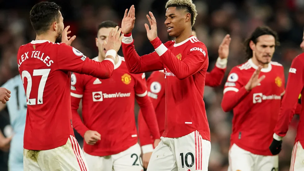 Marcus Rashford firar efter hemmasegern mot West Ham.