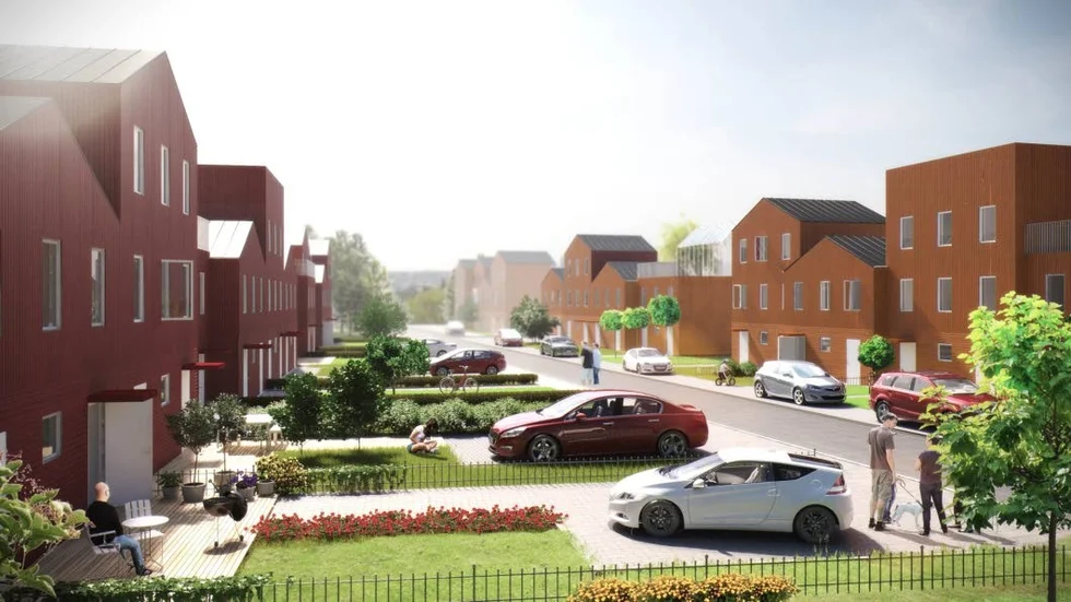 Radhus. SandellSandberg arkitekter har gjort illustrationen på uppdrag av Anebyhus.