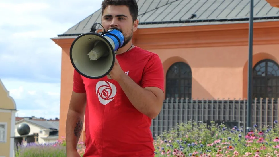 Alexander Winge, ordförande i SSU Östergötland under ett tidigare tal.