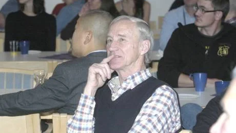 Bengt-Ove Kjäll, rektor på Gamlebygymnasiet, fanns bland frukostgästerna på Åby herrgård.