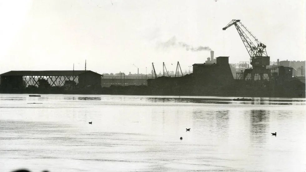 Hamnen. En bild från Västerviks hamn i början av 1960-talet.