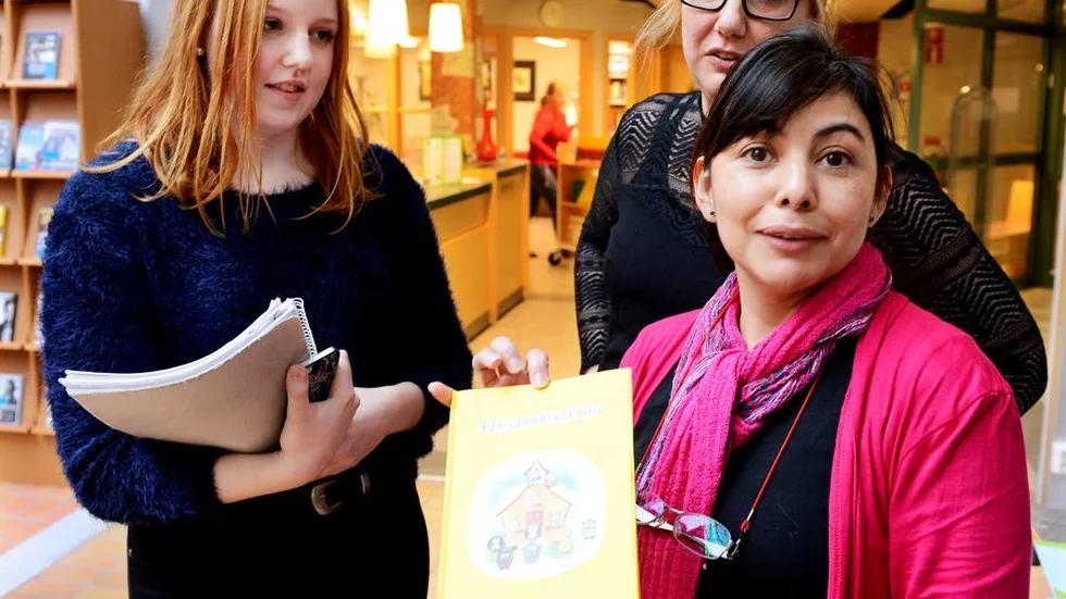 Eleven Johanna Axelsson, lärarna Lena Ramirez Södergren och Aracely de Bech.