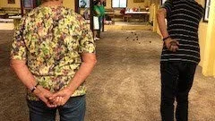 Margareta Söderqvist från Sydingösby, Alunda, bjöd in Uppsala läns Centerkvinnor för boule.