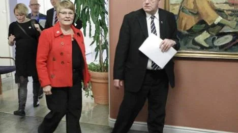 Näringsminister Maud Olofsson och it- och regionminister Anna-Karin Hatt gästade Luleå under onsdagen. Till höger, landshövdingen P-O Eriksson.