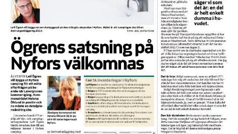 Klipp ur Piteå-Tidningen den  18 januari 2013.