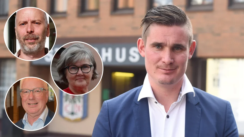 Nya besked under söndagen tyder på att Centern, Socialdemokraterna och Vänstern kommer allt närmare en egen majoritet. Om så blir fallet hamnar Moderaterna i opposition. På bild: Lars Johansson (V), Helen Nilsson (S), Leif Larsson (C) och Niklas Gustafsson (M).