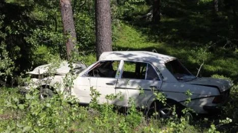 Bilen som stals av en yngling från Drottninggatan natten mot söndag återfanns i ett brant dike efter väg 95.