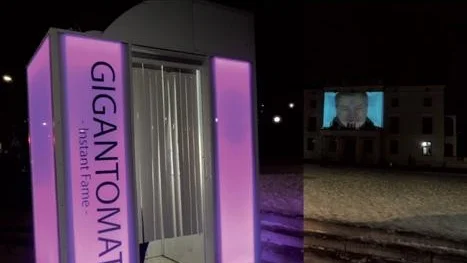 KÄNDIS. Känner du för att få dinnuna projicerad tio meter hög så ska du gå in i Gigantomaten vid Smedjan. Här utlovas "instans fame".