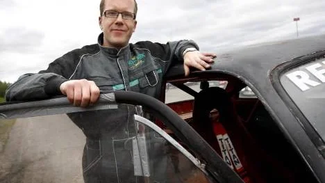 Oskar Olofsson efter vinsten på hemmabanan.