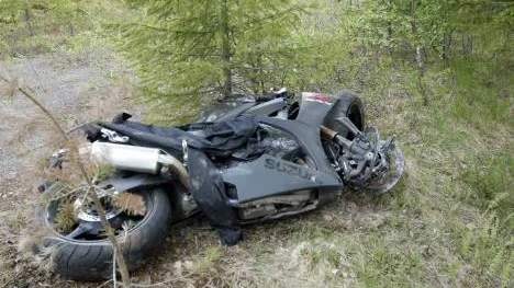 Så här såg den inblandade motorcykeln ut efter olyckan.