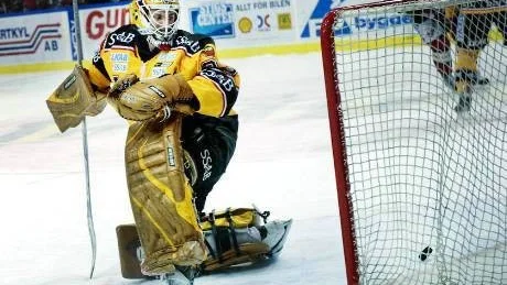 KVITTERAT. Luleås Mattias Modig släpper in 2-1 efter skott från Fredrik Pettersson.