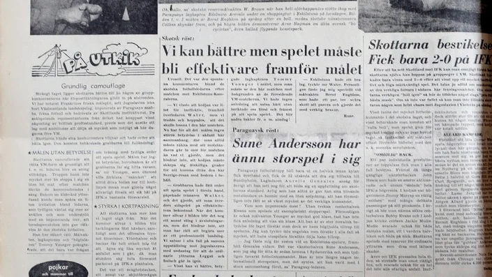 Helsida efter Skottland-IFK Eskilstuna som spelades dagarna innan VM.