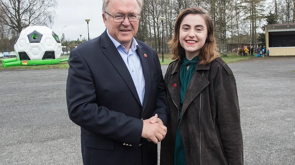 Göran Persson, statsminister 1996-2006, och Josefine Helleday, SSU-ordförande i Sörmland.