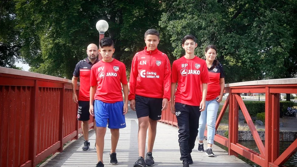 Med stora kliv mot Gothia cup. Från vänster, George Vera Köhler, Fabián Vitresa, Liam Navarrete, Raul Orlando