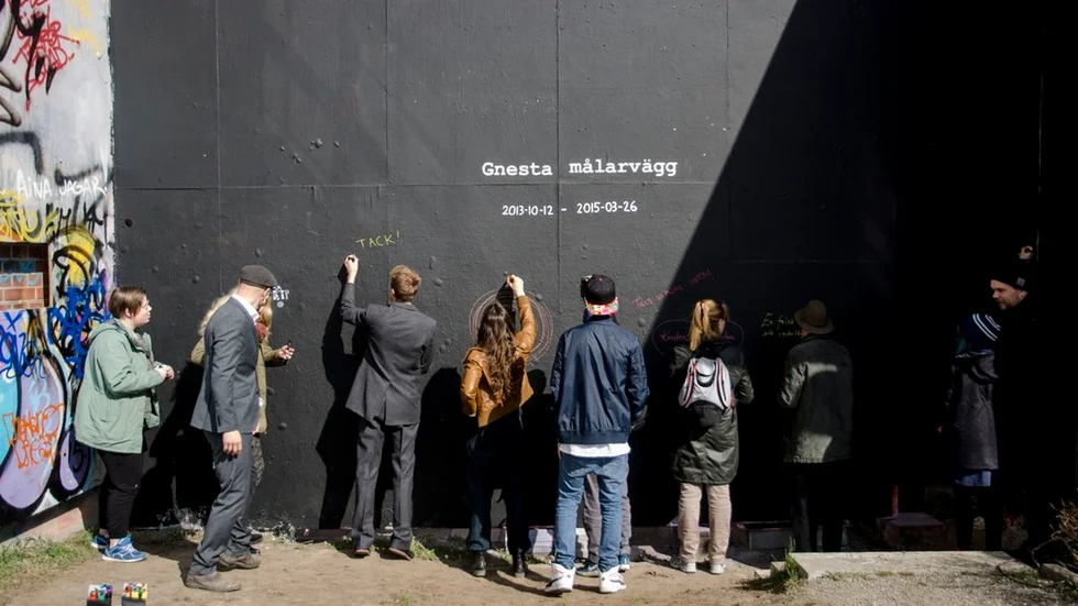 Den gamla målarväggen vid Gnesta Art Lab som försvann 2015. I augusti blir det graffitidag i Gnesta på Sörmlands landstings graffititurné.