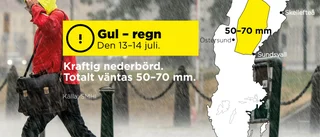 SMHI varnar för kraftigt regn i norr