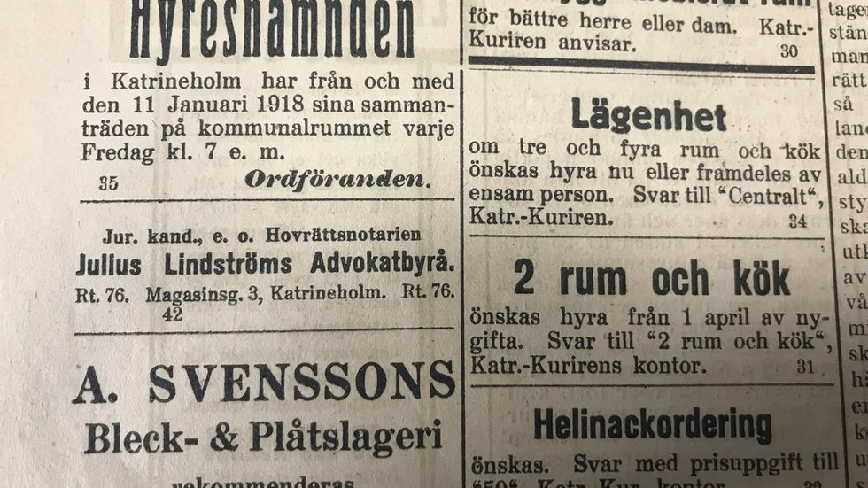 Sämre herrar och damer göre sig icke besvär, när ett snyggt möblerat rum ska hyras ut.