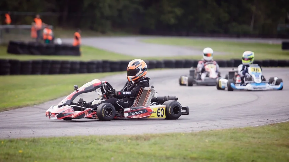 104 km/h kom Noah Eriksson upp i som mest på Valla kartingbana