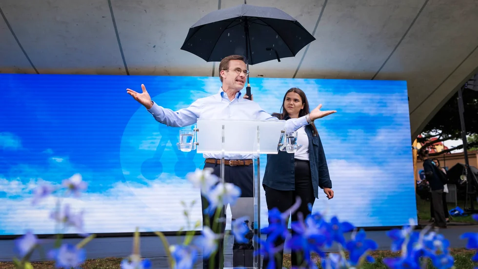 Ulf Kristersson (M) under årets tal i Almedalen. 
