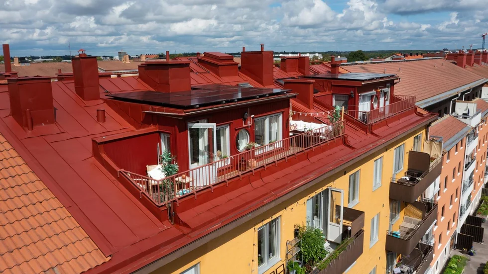Lägenheten på Luthagsesplanaden har en stor takterass med utsikt över Uppsala.