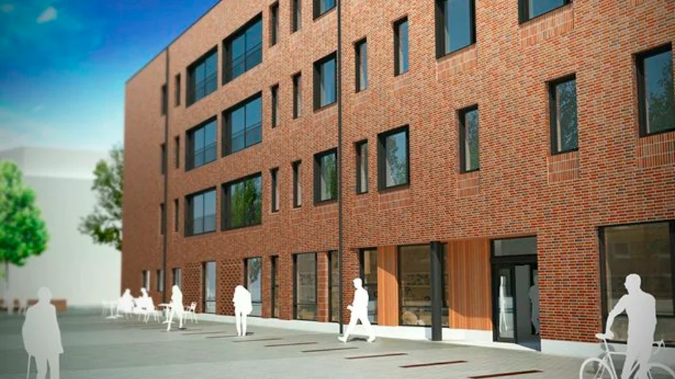 Byggnaden som L E Lundberg ska bygga i kvarteret Nätet kommer att inrymma förskola och storkök på bottenvåningen. Ovanpå detta byggs ett äldreboende med 60 bostäder.