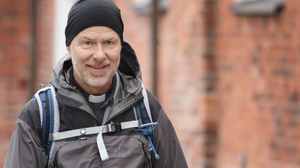 Gösta Tingström på pilgrimsvandring.