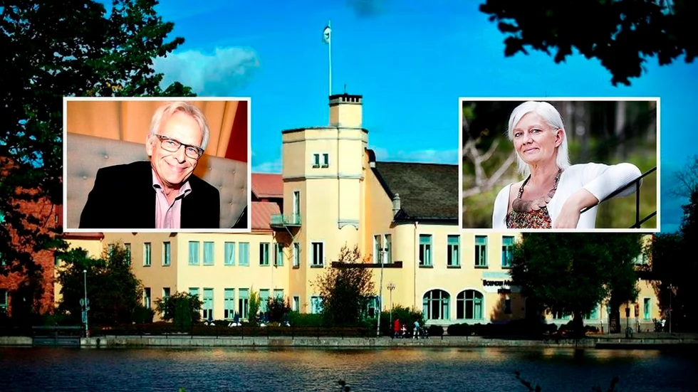Arne Jonsson (C) och Lotta Jonsson (KD) gör gemensam sak och samlar partikamraterna i Eskilstuna till valvaka på Hotel Bolinder Munktell.