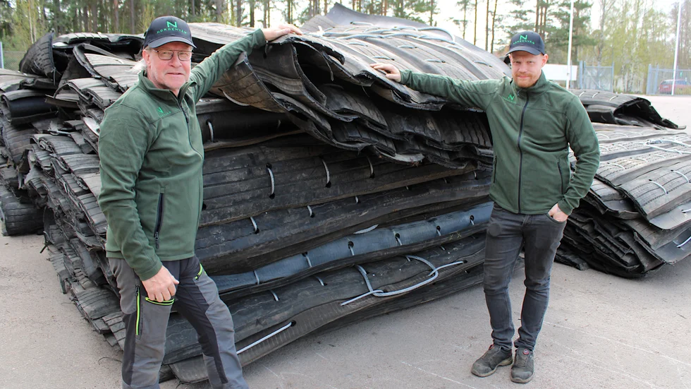 Michael Torn och Linus Thorn ser fram emot att börja återvinna sprängmattor, vilket väntas skapa nya arbetstillfällen i fabriken i Virserum.