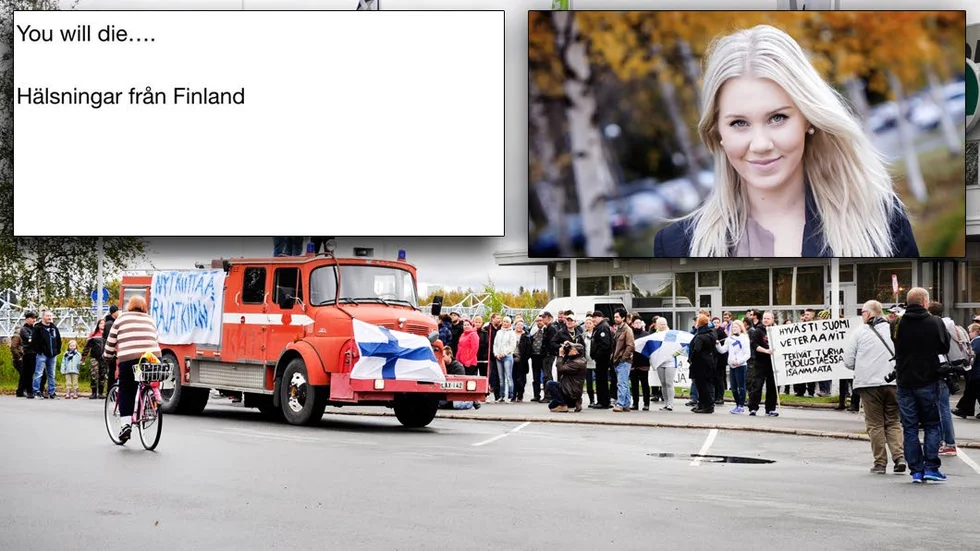 MORDHOTAD. Efter ett kritiskt blogginlägg om demonstrationen i Torneå har Blondinbella blivit mordhotad, rapporterar Expressen.