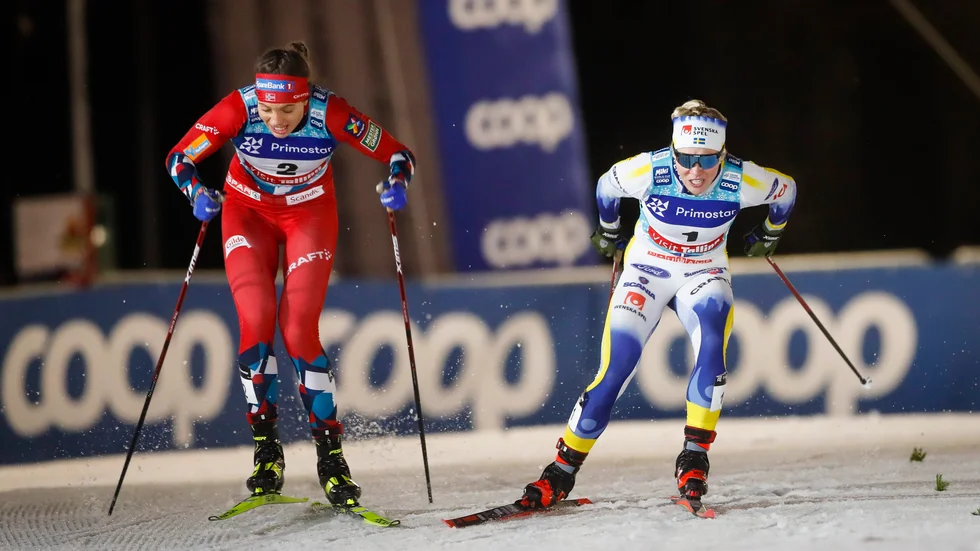 Jonna Sundling kunde inte hålla ledningen hela vägen in i mål utan passerades av norskan Kristine Stavås Skistad.
