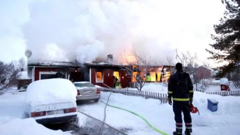 Villan i Hortlax totalförstördes vid den häftiga branden. FOTO: Maria Johansson
