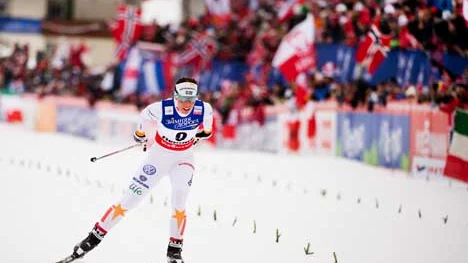 130223 Skidor, VM, Skiathlon, dam: Charlotte Kalla, Sverige, åker i mål.
 Bildbyrån - 73719 - Foto: NILS JAKOBSSON / BILDBYRÅN