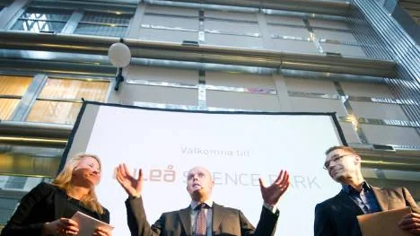 Helena Jönsson, Centek, Fredrik Kalloniemi, Luleå Science Park och Matz Engman, Luleå näringsliv presenterade på onsdagen den nya, expanderande vetenskapsparken i Luleå.FOTO: Pär Bäckström