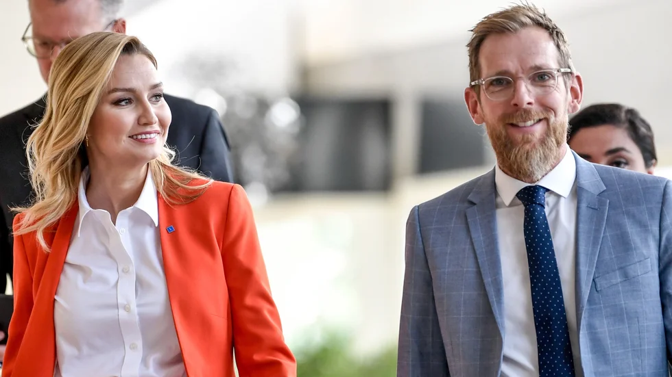Kristdemokraternas Ebba Busch och partikollegan Jakob Forssmed, socialminister. 