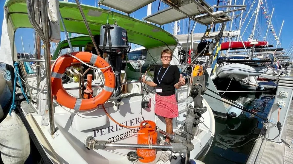 Några dagar efter intervjun är Kathrin Thomas på plats på Gran Canaria, på den båt som inom kort avgår mot Saint Lucia i Karibien.