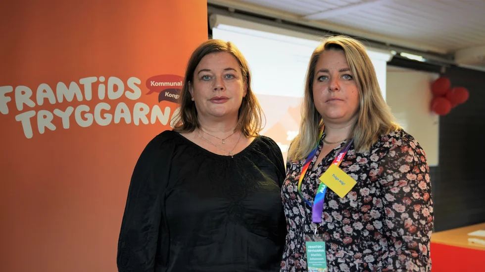Kommunals förbundsordförande Malin Ragnegård och Matilda Johansson, avdelningsordförande Kommunal Västerbotten. 